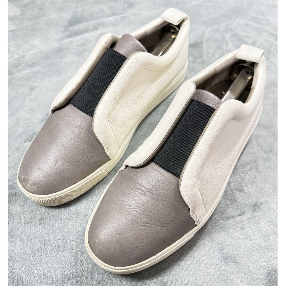 Vince Shoes Womens Size 9 White Gray Leather Slip On Colorblock Sneakers